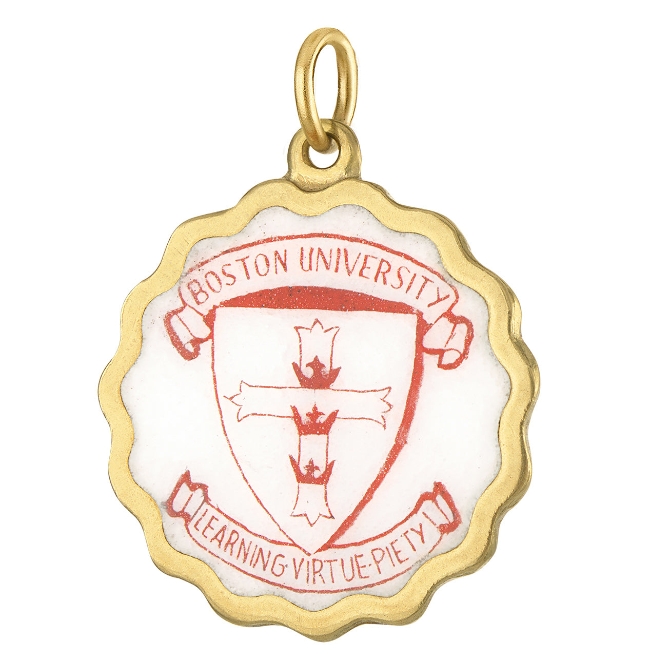 Vintage Enamel Boston University 14k Gold Charm